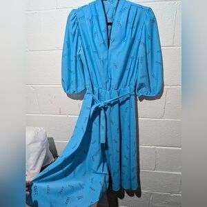 Vintage 80s Does 50s Twirly Blue Dress